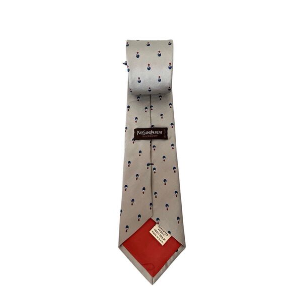 Yves Saint Laurent Vintage Gray Dot‎ Pattern 100% Silk Men’s Neck Tie - Picture 3 of 3